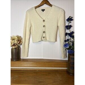 Art Class Womens L Cream Button Up Sweater Long Sleeve Cardigan